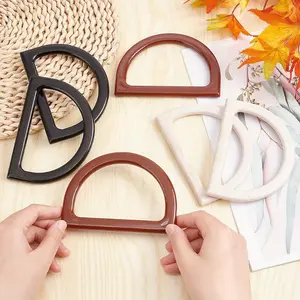 6pcs D-Shaped Imitation Wood Bag Handles, 3 Colors, Replacement Accessories for Handbags, DIY Craft Supplies, Purse Accessories, Handbags Bag Accessory