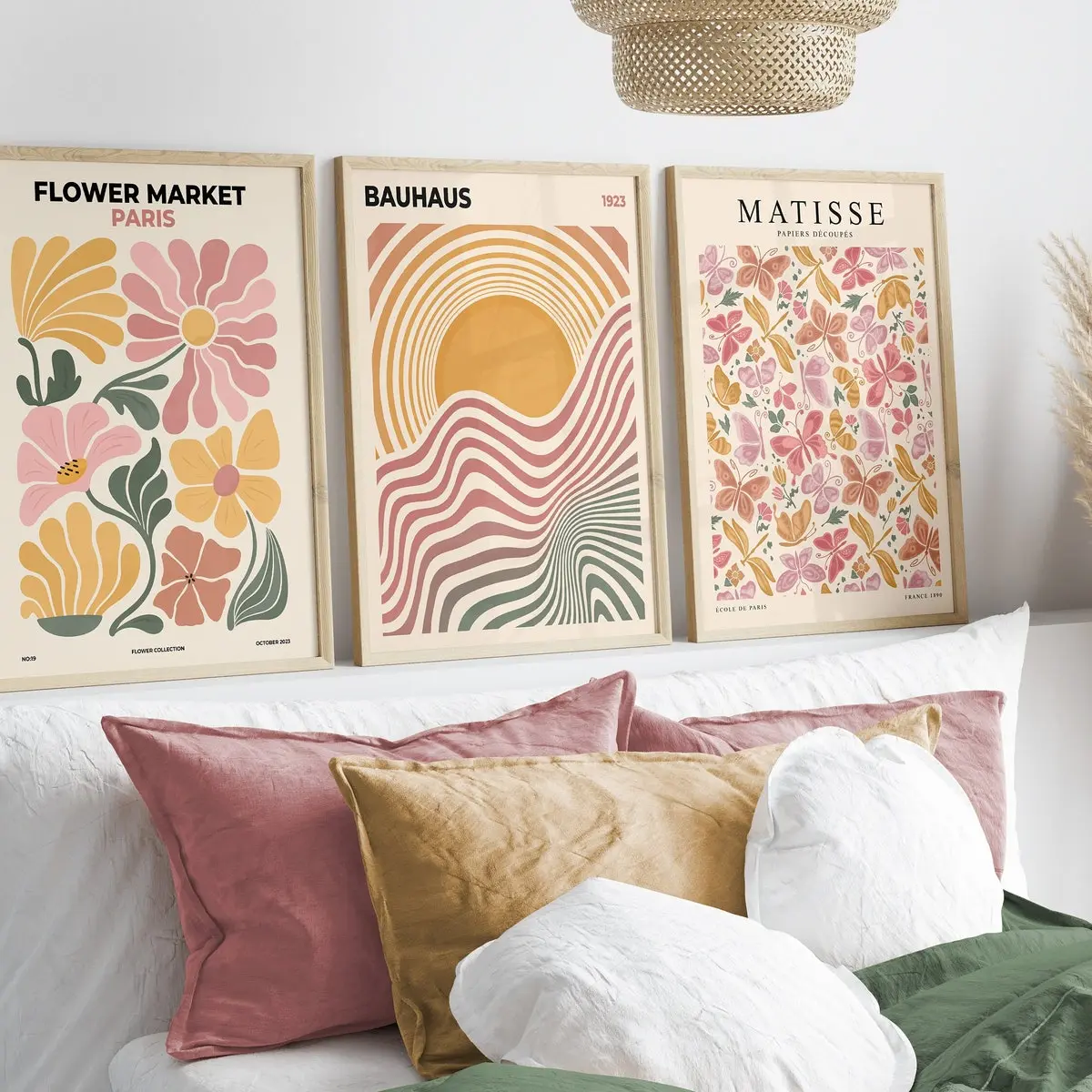 Matisse Print Set, Abstract Gallery Art Wall Set of 3 Prints, Exhibition Poster Set of 3, Bahuaus Poster, Unframed, Room Decor