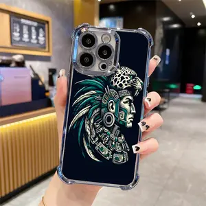 Mysterious Ancient Civilization Tribe Head Decoration Totem Phone Case Suitable for iPhone 16 15 14 13 12 11 Pro Max Plus four corner electroplated shockproof and anti drop phone case 059 cover protector protection Protective Cellphone