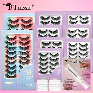 55 Pairs Btllssh Gift Box volumized false eyelashes, Makeup, Mixed Lengths 14/15/18mm, Doll Style, Non-Toxic, Includes Glue and Adhesive Strips