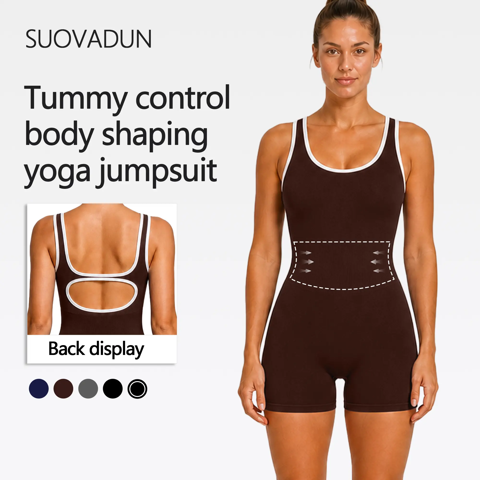 SUOVADUN Women’s Backless Workout Jumpsuit, Sexy One-Piece Activewear in Petite and Plus Sizes for a Minimalist, Comfortable Look LTY003
