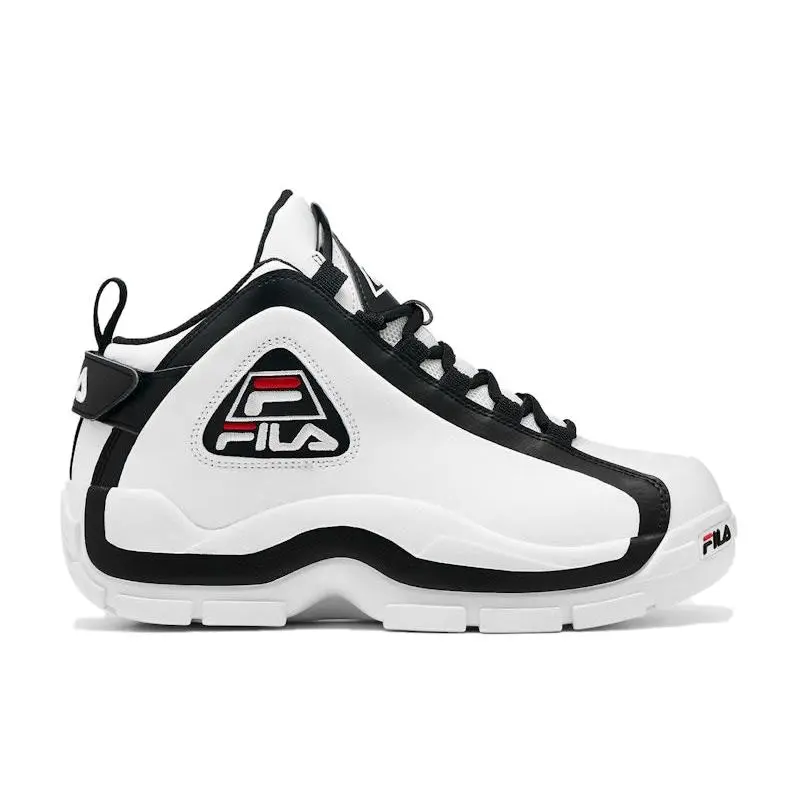 Fila Grant Hill 2 White Black Men's Basketball Shoes Retro Sneakers Classic Athletic Footwear with Leather Upper High Top Design Cushioned Comfort Durable Rubber Outsole Vintage Basketball Inspired Shoes Lifestyle Streetwear Sneakers for Everyday Wear