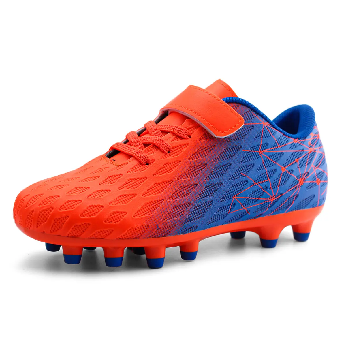 brooman JuniorJolt Kids' Synthetic Soccer Cleats for Firm Ground Youth Football, Secure Fit Velcro, Unisex, Multi-Size, Spiked Soccer Cleats, Kids Outdoor Play, Velcro Fasten
