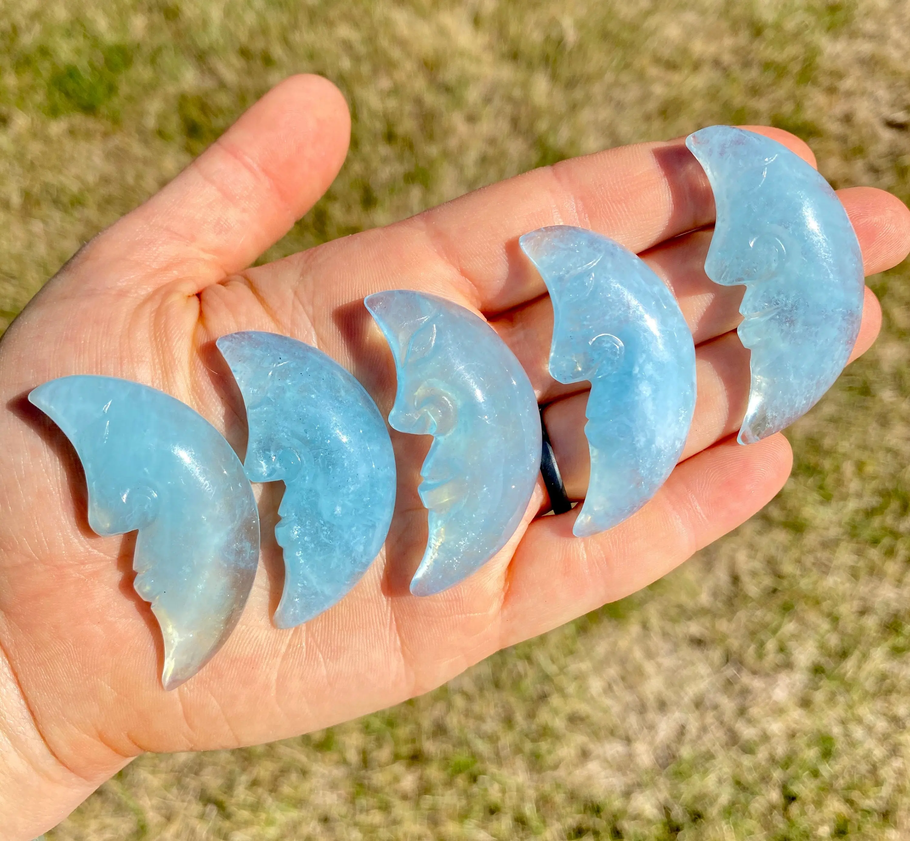Aquamarine Crescent Moon - Polished Crystal