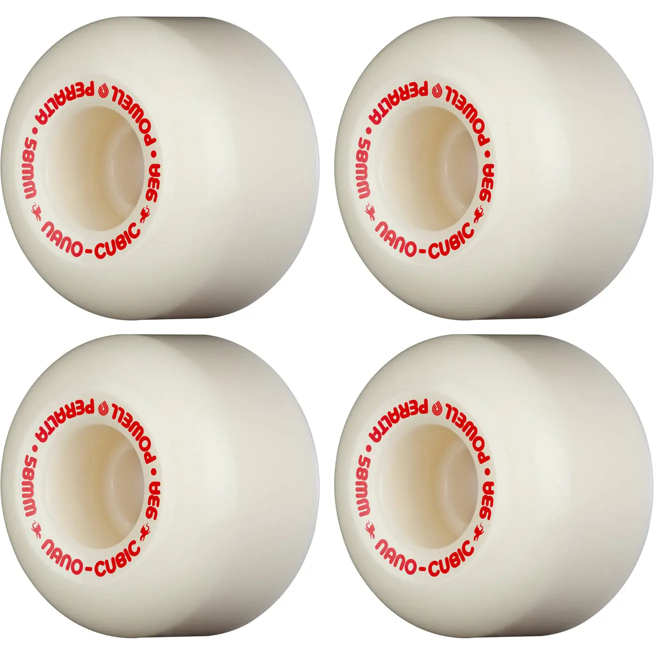 Powell Peralta Skateboard Wheels 58mm x 37.5mm Dragon Formula 93A Nano Cubic Off White