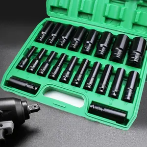 1/2Inch Drive 6-Point Impact Socket Set 10-20 pcs/set 8-32mm Metric Sizes Carbon Steel Impact Socket Set with Hard Storage Box