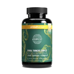 Primal Turmeric Complex : Premium Formula with 400mg Turmeric Curcumin Extract and Black Pepper Extract. For Joints and Brain. 60 Capsules
