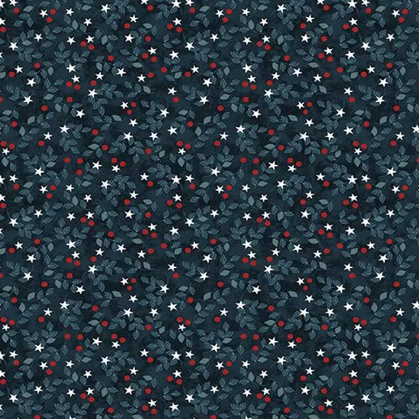 Fabric Benartex Navy/Red Star Vine American Valor by the Quarter Yard 16877-57