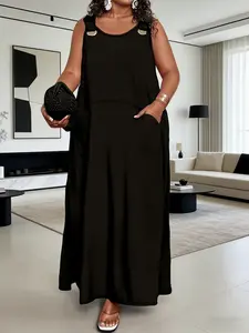 Women's Plus Size Loose Plain Dress - Casual Flowy Spring Summer Daily Wear - Mother's Day Gift