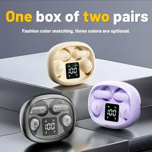 True Wireless Bluetooth 5.4 Audio Earbuds - Invisible In-Ear Treble & Pod-Style Headphones with Active Noise Cancellation, Microphone, 36-Hour Battery, Smart Voice Assistant, Ultra-Slim Design, Waterproof Digital Display Charging Case, for Sleep & Sports,