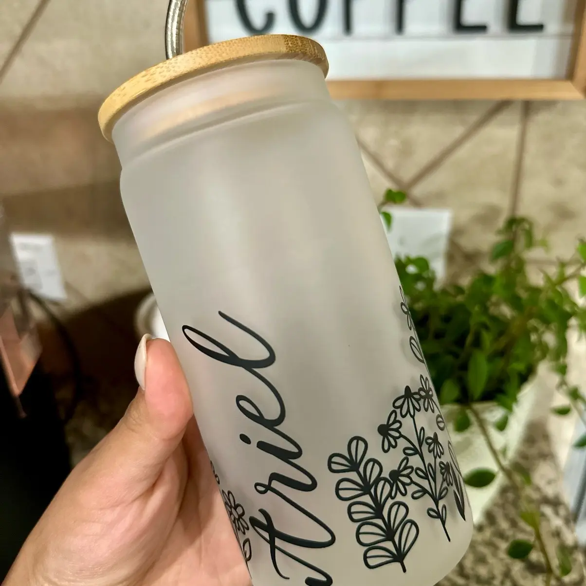 Wildflowers Custom 16oz Frosted Glass Cup
