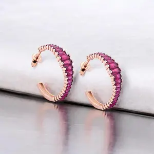 VENICE PINK Sapphire Hoop Earrings