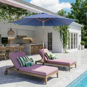 Sustainable Bamboo 9FT/10FT Patio Umbrella – Large Ventilated Outdoor Umbrella with UPF 50+ Sun Protection, Rope Pulley Lift & Push-Button Tilt for Garden, Deck, Backyard & Resort-Style Living