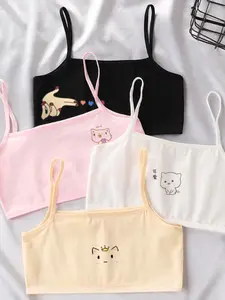 2026 New 4-Piece Set Girls' Underwear Sets, Youth Underwear, Thin Summer Wear for Development Stage, Comfortable Tank Tops for Girls
