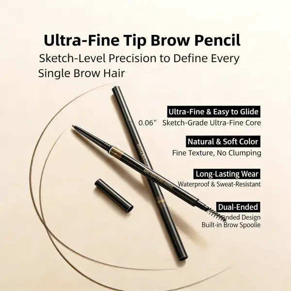 MINISO Ultra-Fine Tip Eyebrow Pencil - Waterproof, Sweat-Proof, Long-Lasting, Precise, Natural Look, Outline Fill Blend, Ideal Gift for Girls (Summervibes, Back To School)