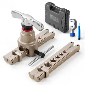 VEVOR Flaring Tool HVAC, 45 °   Eccentric Single Flaring Tool for 1/4"-3/4" & 6-19mm Copper Aluminum Tubes - with Metric & SAE Clamps, Tube Cutter & Toolbox for Refrigeration Air Conditioner Repair