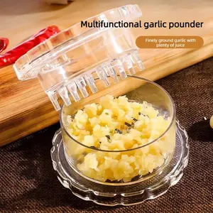 2 PCS Household plastic garlic press, garlic mincer, garlic paste maker, garlic grinder, kitchen rotary garlic peeler tools N