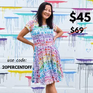 Adult "Smarty Paints" Rainbow Art Supplies Super Twirler Dress with Pockets