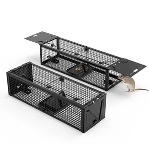 2-Pack Humane Live Rodent Trap Cages - 15.35×4.72×3.94in Galvanized Iron Double-Door Reusable Cages for Home, Farm Animal Supplies