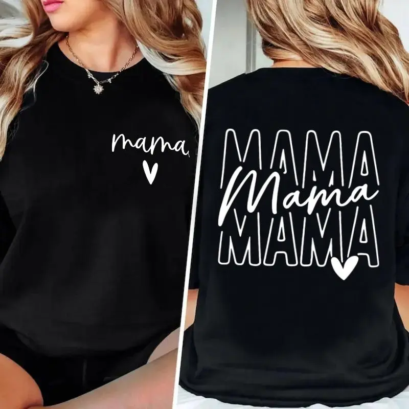Unisex "Mama" Print T-Shirt for Men & Ladies, 180G Seamless Double-Sided Fabric Top, Round Neck Shortsleeve, High-Quality Casual Gym Wear, Ideal Mother's Day Gift