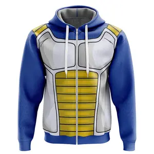 Anime Vegeta Armor Dragon BallZ Unisex Basic Zip Hoodie Long Sleeve Premium Fleece Fabric Soft Comfortable Durable Stitching Machine Washable Trendy 3D Graphic