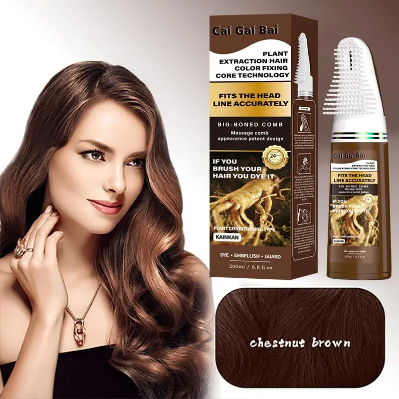 Summervibes Brown and Black Hair Dye Home Use Integrated Comb Cream Plant Essence No Damage Long-lasting Color Fixing Plant-Based Ingredients