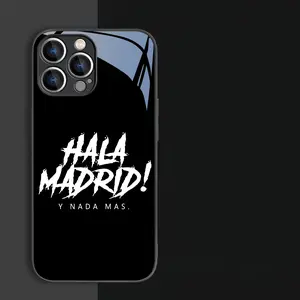 HALA Madrid pattern (Printing Effect) phone case and tempered glass material，Creative Gift for Yourself or Others - Suitable for iPhone 16, 15, 14, 13, 12, 11 Pro Max Phone Case, Anti-Fingerprint, Lightweight and Fashionable