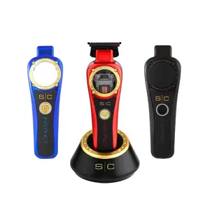 StyleCraft Instinct Cordless Trimmer SC407M with Vector Motor & Intuitive Torque Control 3 Colored Lids Digital Brushless Motor for Smooth Cutting