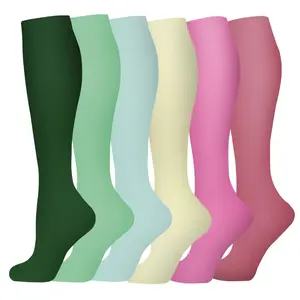 6 Pairs Calf Compression Socks for Women & Men – Easy Breeze Calf Socks with Chill Patterned & Dots Design, Calf-Length Relaxed Fit, Airy Breathable Moisture-Wicking Comfort, Laid-Back On-Point Look for Weekend Hangouts, Park Strolls & Coffee Runs