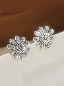 A Pair of Creative Retro Silvery Color Sunflower Stud Earrings for Women Vintage Party Girls Ear Accessories Fancy Flower Earrings Jewelry, Suitable for Wearing on All Occasions, A Perfect Holiday Gift