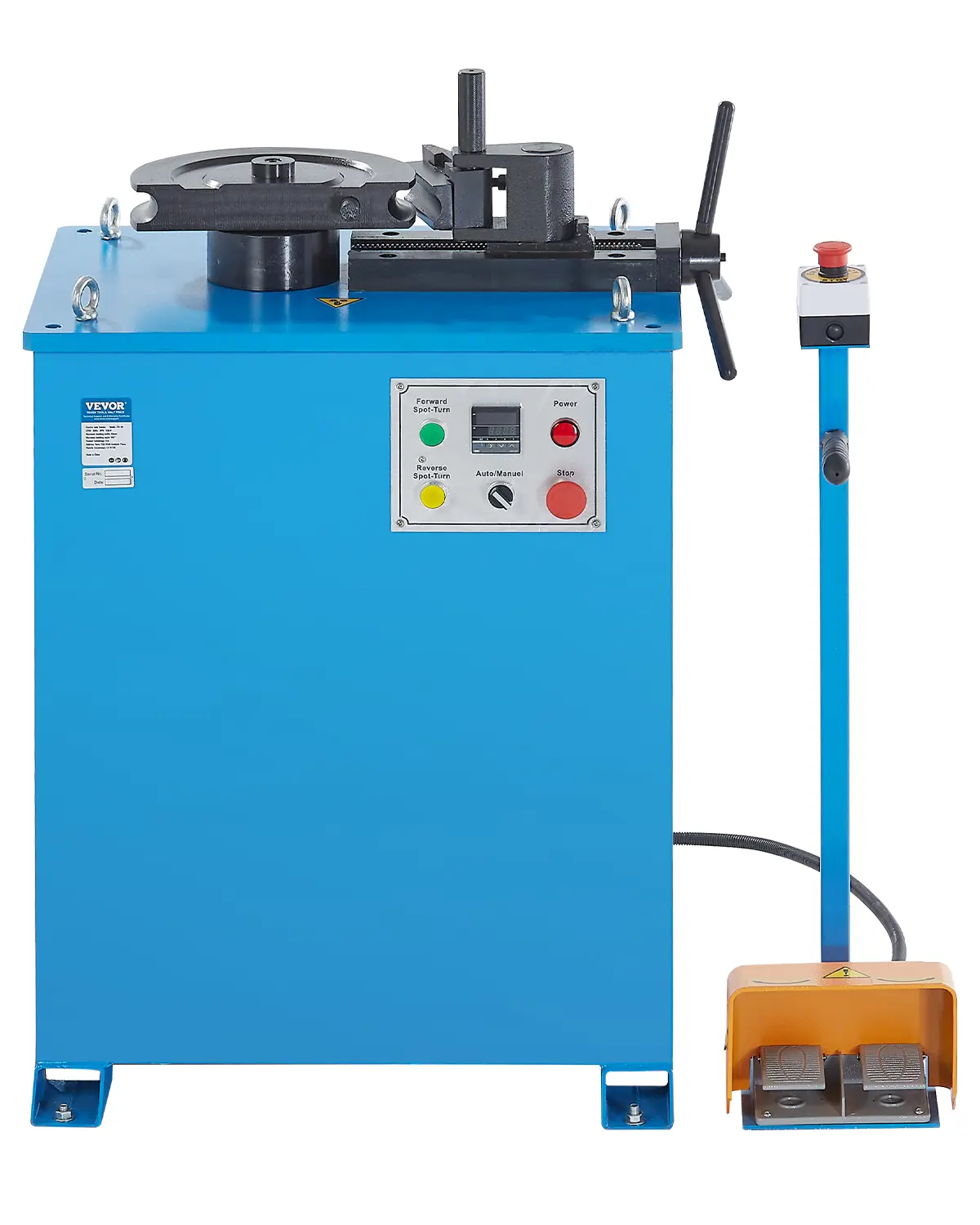 VEVOR 1500W Electric Pipe Bending Machine, Father's Day Gift, 5/8-1-1/2 in Pipe Compatibility, 5 Set Dies, Dual Manual-Auto Modes, Max 180° Angle, Q235 Steel, 3-Phase 220V Run, Foot Pedal, Construction Site Hand Tool, 220V 60Hz 3-Phase