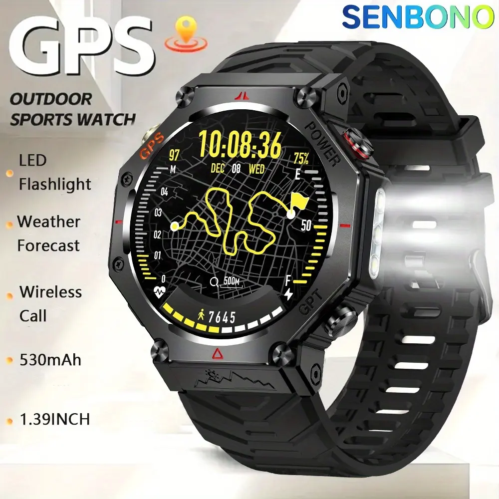 SENBONO Men's Smart Watch, Fashion Digital Watch with LED Backlight, HD Screen, Wireless Calls, Sports Modes, Smart Watch for Outdoor Fitness Tracker, Wearable