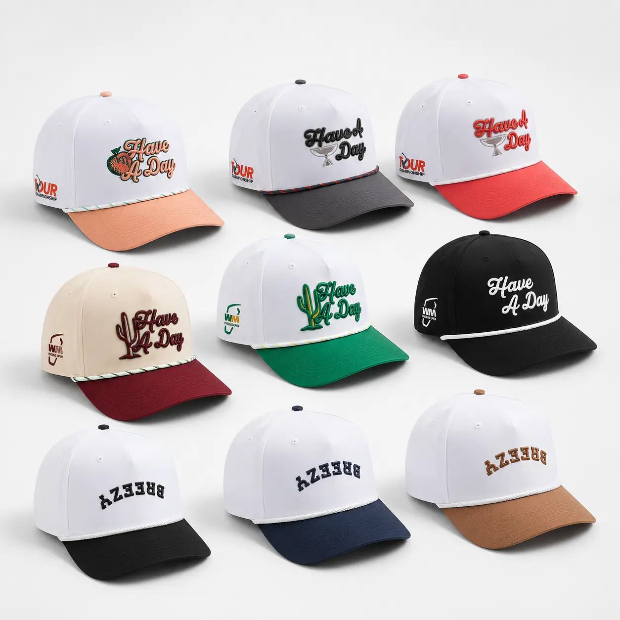 Breezy Golf Have A Day Rope Hat – Limited Edition Adjustable Snapback Golf Cap for Men & Women, Lightweight Cotton-Polyester, Multiple Colors