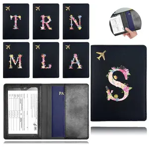 Letter Pattern Passport Holder, Passport Cover, 1 Count PU Leather Modern Passport Travel Wallet, Water-resistant Durable Case for Air Ticket Vaccine Card, Travel Document Holder, Travel Accessories