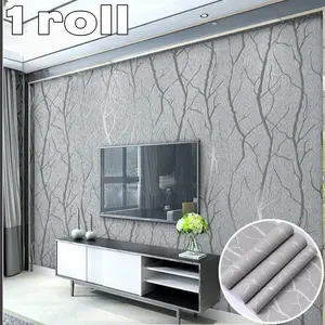 3D Tree Branch Pattern Self-Adhesive Decorative Wallpaper Roll, Thick Durable Fabric Wall Covering, Easy Peel & Stick Design for Living Room Home Decor