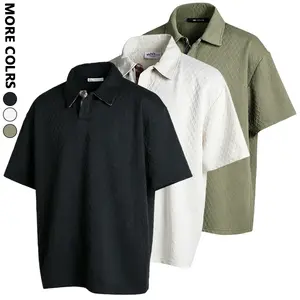 3-Pack Men's Knitted Jacquard Polo Shirt, Short-Sleeve Ribbed Knit Sweater, Lightweight Casual Golf Shirt for Summer