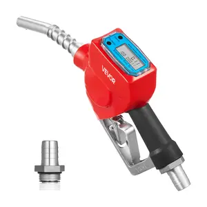 VEVOR 1 Inch Barb Digital Fuel Nozzle with Swivel,  Max Flow Rate 12.6 GPM, Auto Shut Off Diesel Gas Pump Nozzle with 3/16 in (OD=20 mm) Spout & Digital Display, Used for Gasoline, Diesel, Kerosene Red