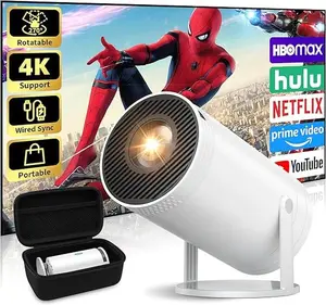 Ultra-mini Projector (with WIFI 6/Bluetooth): 4K/1080P, portable, Android 11, 200 ANSI, auto keystone, works with laptops/PCs/smartphones. Audio Cable Upgraded White Model Chargeable