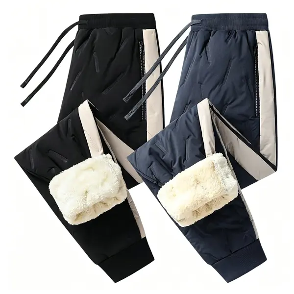 Men's 2Pcs/Set Cotton Padded Three Layer Fleece Sports Suit With Drawstring Jogger Pants Size S-2XL Breathable, Athleisure Wear Set, Sweat Suit Set, Two Piece Sets Thermal Lined Tracksuit Athletic Style Activewear