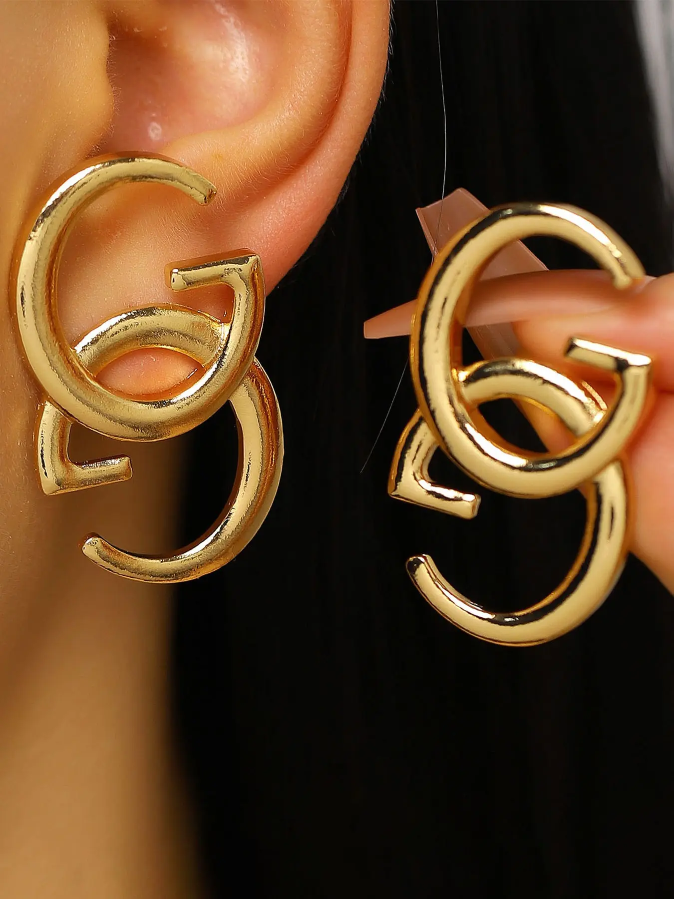 Elegant Twin G Letter Classic Style Stud Earrings, High Quality Studs Earrings, Fashionable Office Party Jewelry for Daily Wear, Perfect for Complements Shirts and Suits, Fashionable Jewelry Accessories