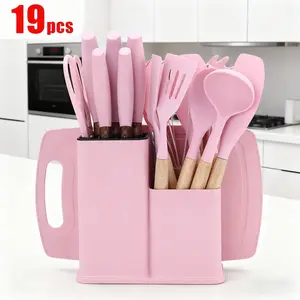 QQ 19PCS Kitchen Knife & Utensil Set - Non-Stick Silicone Tools, Sharp Durable Knives with Comfort Grip | Ideal for Cooking, Baking, Meal Prep, Everyday Kitchen Use | Trending All-In-One Kitchenware Value Pack Hot Sale Cookware