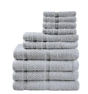 10-Piece Grey Towel Set Ultra Soft Absorbent Bath Towels with Enhanced Durability
