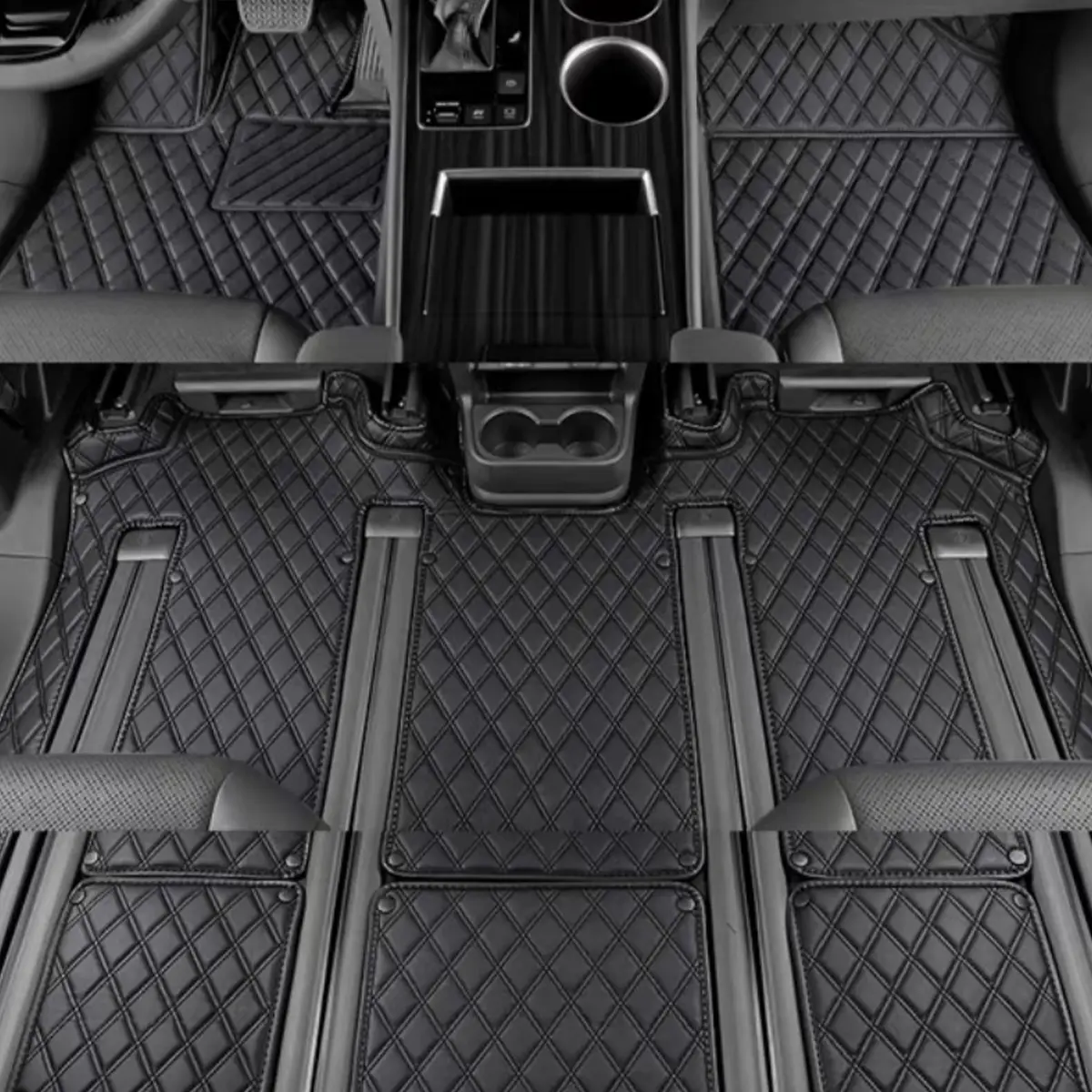 5PCS Full Set Floor Mats & Cargo Liner Custom Fit for Toyota Sienna 7 Seat 2011-2019 & 2020-2026, Premium PU Leather Waterproof Anti-Slip All Weather Liners, Precise Molded Full Coverage Car Floor & Trunk Protector Minivan Interior Accessories