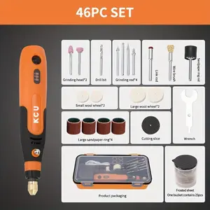 3.7V Mini Electric Grinder and Polisher Kit, with 46PCS/60PCS Rotary Tool Set, Household Handheld Electric Carving Tool for Jade Carving and Polishing, USB Rechargeable Electric Grinder Kit, Mini Cordless Rotary Tool
