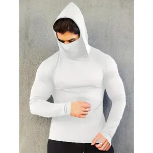 A Men'S Hoodie With A Mask, Quick-Drying And Breathable Long-Sleeve T-Shirt - Spring And Autumn Compression Sports Top - Enhances Your Workout Performance, A Gift.