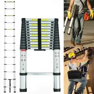 Aluminum Telescoping Ladder 16.4FT, 330lbs Load, Portable Extension Ladder Attic Ladder Adjustable Height, 3.1ft Folded, EN131 Standard, Multi-Function Ladder for Home, Loft, Office