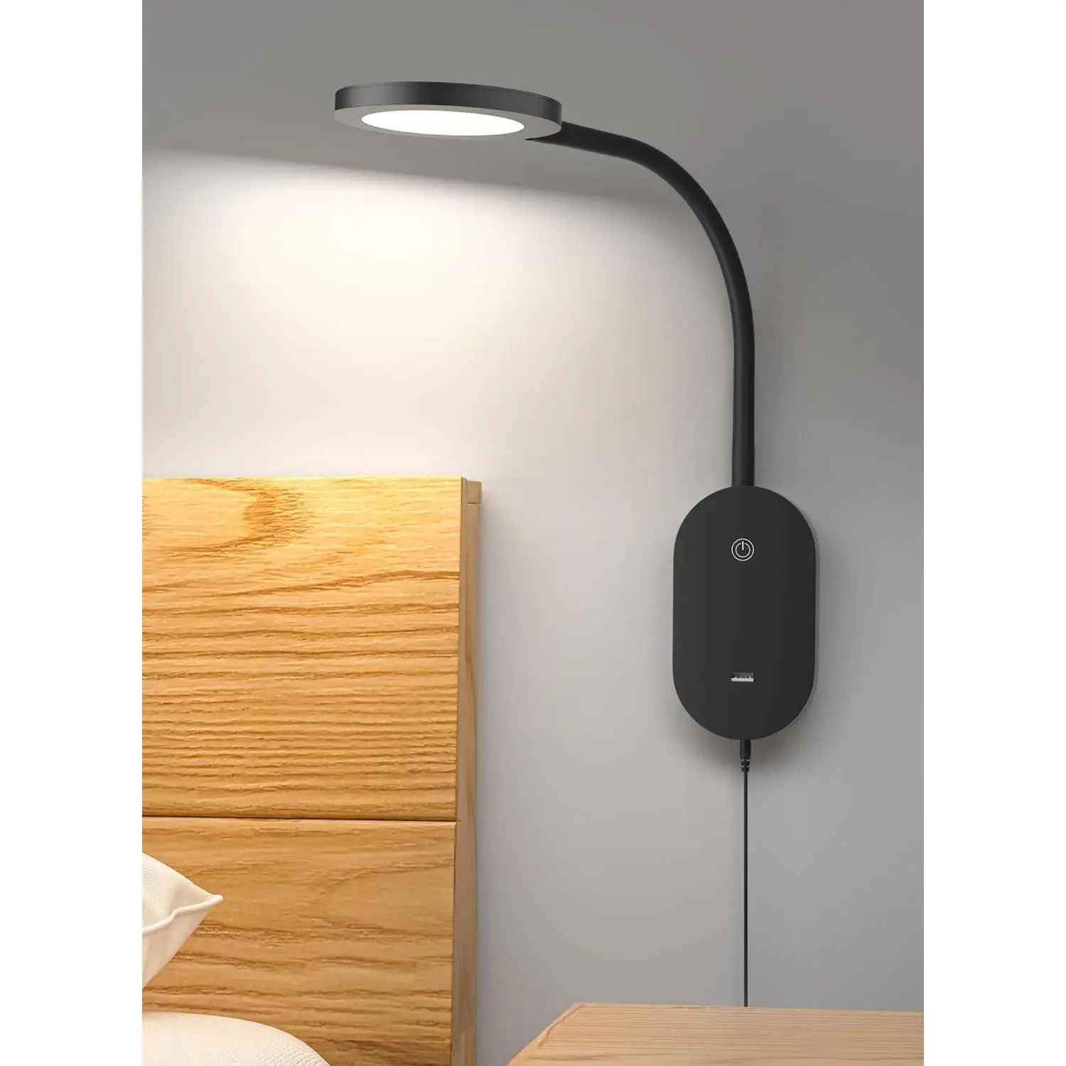 LED Wall Mounted Reading Light for Bed, Book Light for Wall Bedside Lamp with USB Output, 4 Hour Auto-Off Timer LightsEye-Caring Reading Lamp with 5 Dimmable 360 Gooseneck Headboard Light