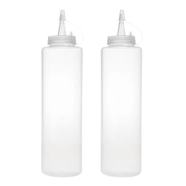 Plastic Squeeze Bottles, 2 and 10 Pack Clear Condiment Squeeze Bottles with Tethered Caps, Ketchup Bottles for Sauces, Perfect for Condiments, Oil, Icing, Liquids,