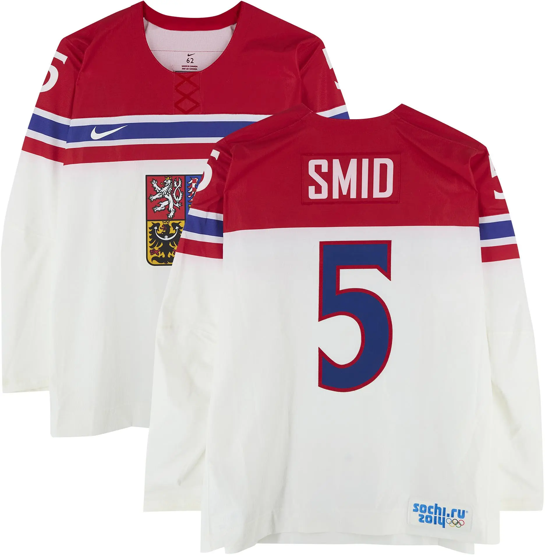 Ladislav Smid Team Czech Republic Game-Used #5 White Jersey vs. Team Sweden on February 12, 2014 - Fanatics Authentic Certified