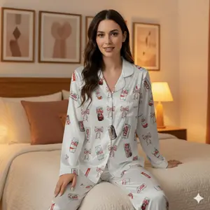 PJM LONG Diet Coke Pajamas, Matching Holiday Pajamas, Gift for Diet Coke Lover, Dr. Pepper, Coquette Drinks Satin Pajama Set, Coquette Diet Pepper